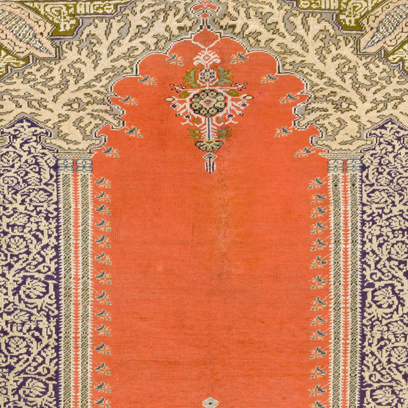 Antique Turkish Panderma Rug with Archway, Vase, Chandelier & Flowers
