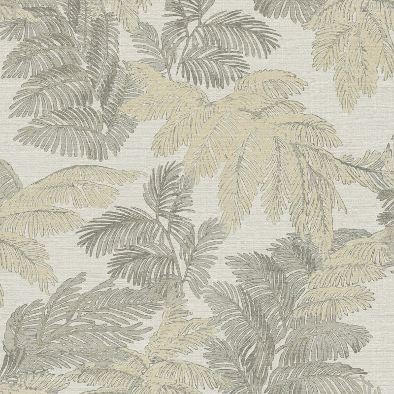 Italian Style Palm Leaf Design Wallpaper Roll, Silver