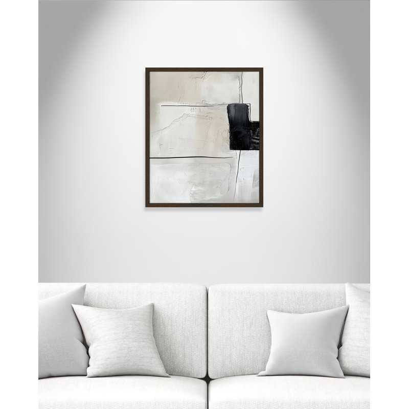 «Neutral Balance I Print» par Lazar Studio, L 21,5 po x H 25,5 po, Impression encadrée, Grain de bois noyer
