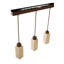 Lustre réglable élégant, placage en bois et structure en métal, 24 à 60,6 pouces | Finition beige et noyer | Comprend 3 x douilles GU10 (10 W maximum) | Éclairage élégant pour la salle à manger, le salon et le vestibule-1833454148
