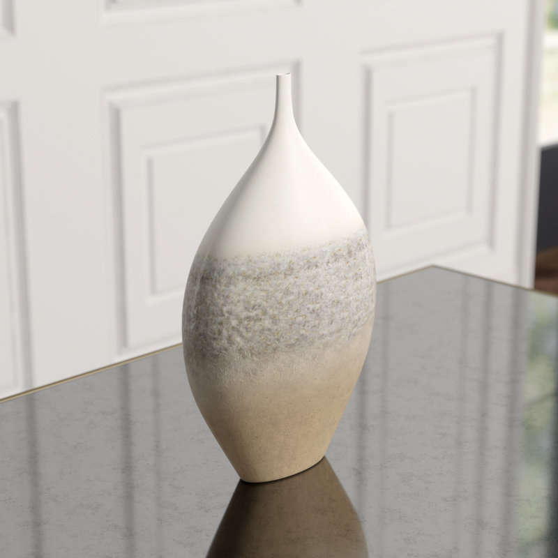 Cream Rises Vase-Wide, 22" H x 13" W x 6" D