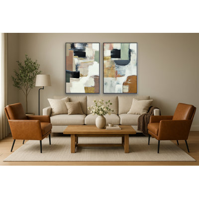 Art mural en toile Urban Neutralisme Diptyque - 47 "- cadre noir