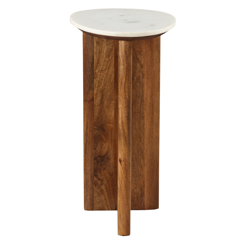 Table d'appoint en marbre et bois de manguier