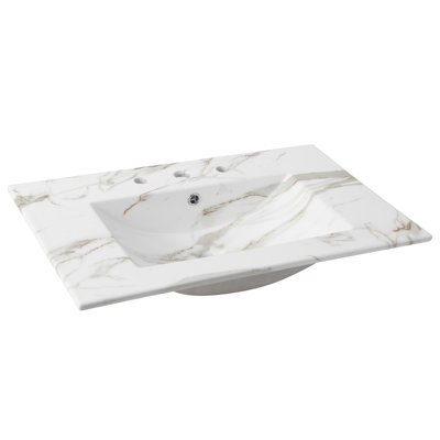 Ancillary 3-Hole 30" Classic Contemporary Rectangular Ceramic Single Sink Basin Vanity Top