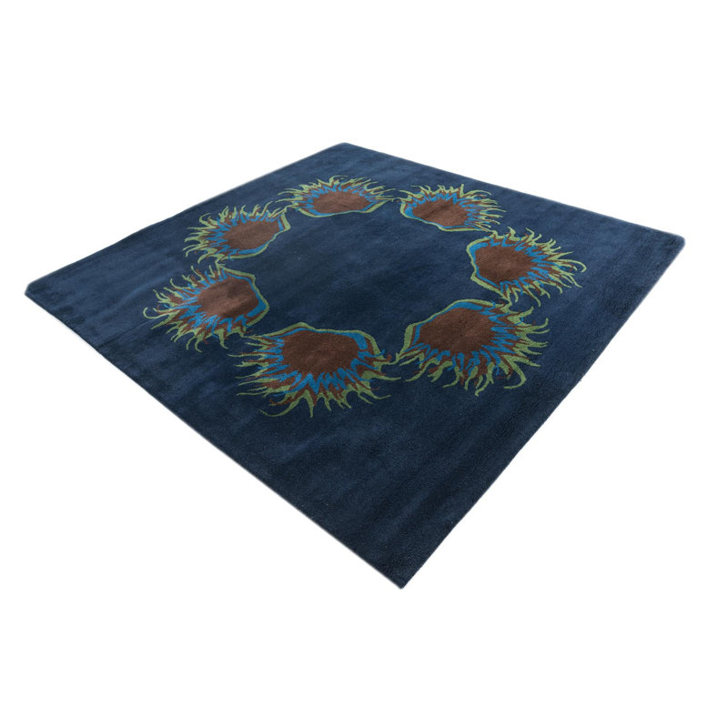 Tapis carré bleu marine Mullan