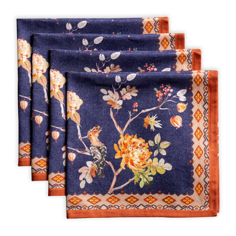 Kelim Cotton Square Napkin, Navy