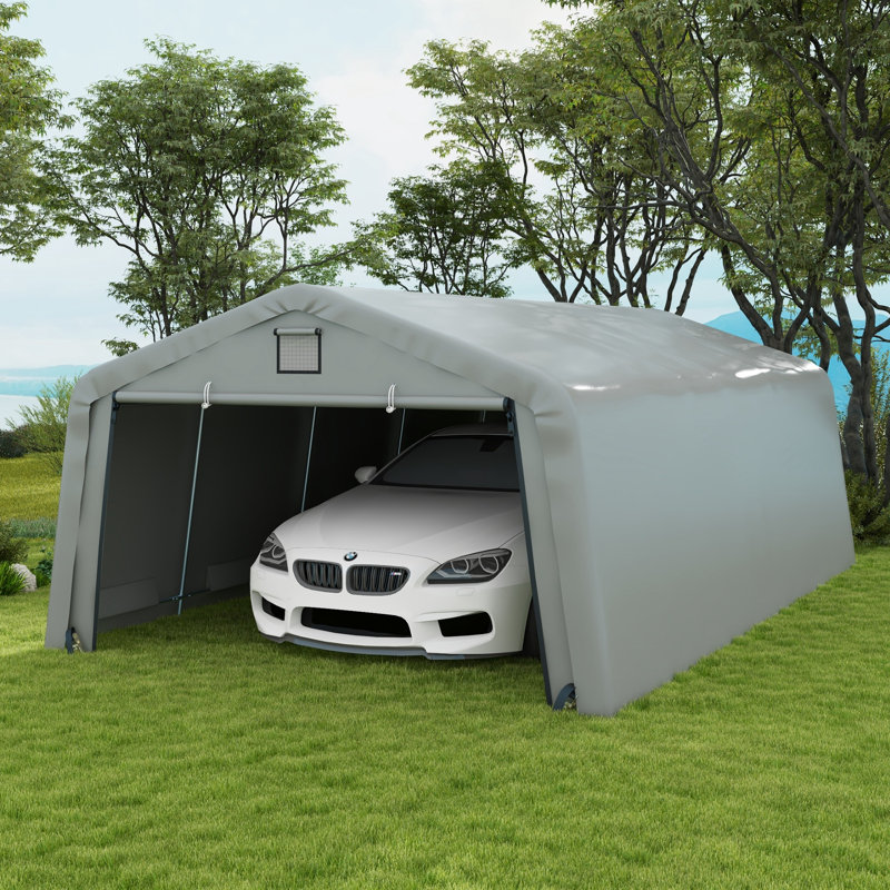Abri de garage 12 'x 20' avec fenêtres de ventilation, gris clair, Gris