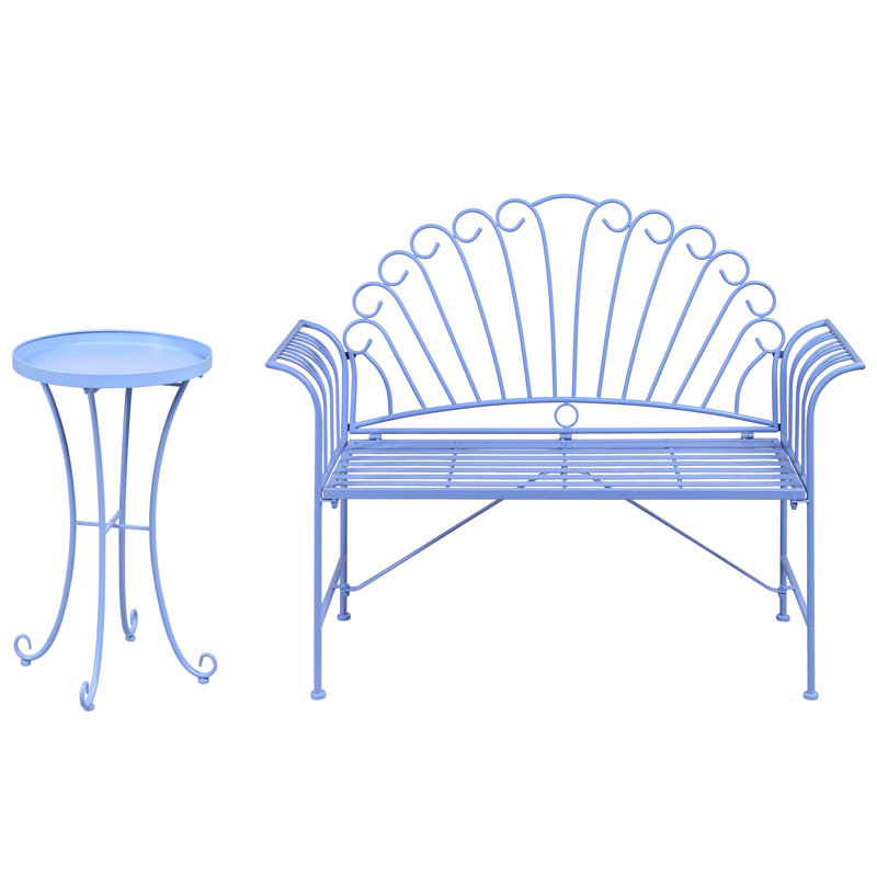 Bistro Set CAVINIA Metal Green, Light Blue
