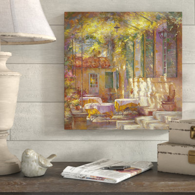 « a lâ ́ombre de la terrasse », reproduction de peinture à l’acrylique sur toile tendue