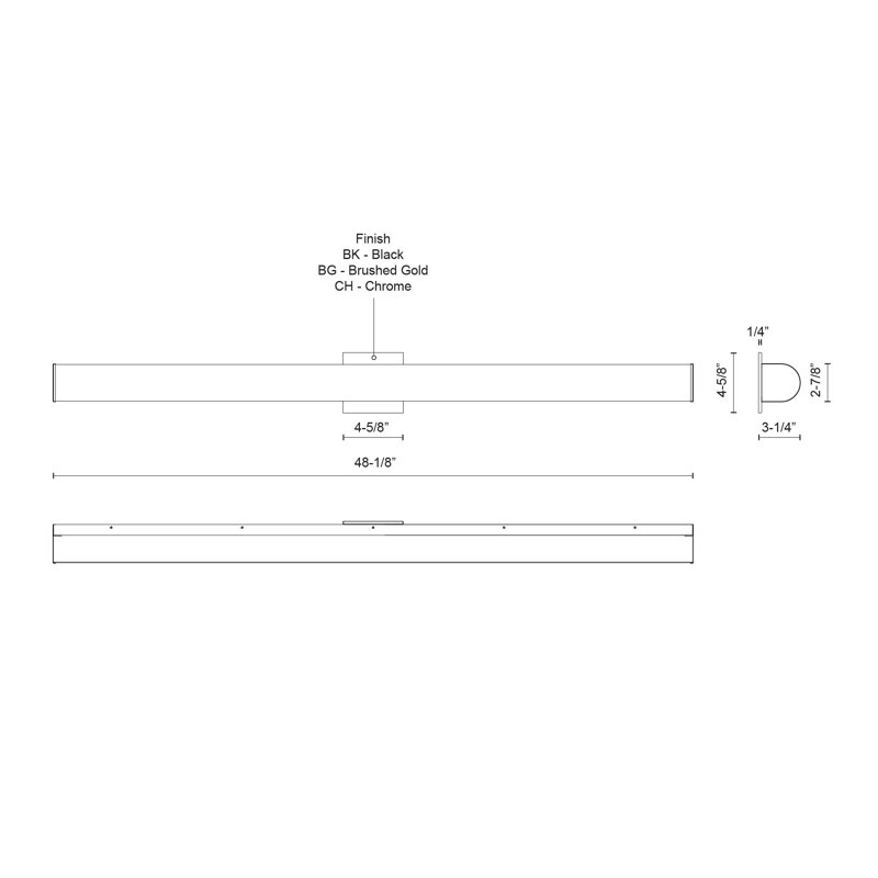 Éclairage pour meuble-lavabo à DEL, Chrome, 4.63" H x 48.13" W x 3.25" D