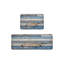 Planches de bois bleu patiné, 2 tapis de cuisine antidérapants