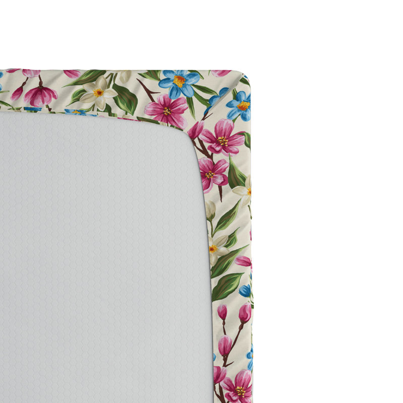 Microfiber Fitted Sheet, Twin Fitted Sheet, Pink Floral