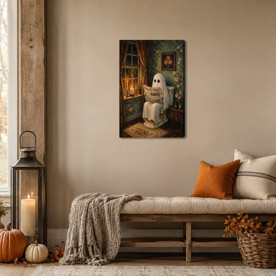 «GUTTATY», art mural sur toile d'Halloween rustique rétro, peinture gothique effrayante, impression de salle de bain effrayante, maison hantée sereine, œuvre d'art fantaisiste, décoration pour chambre d'Halloween, 18 x 24