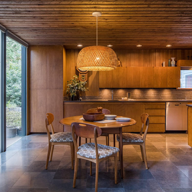 Luminaire suspendu en bambou tissé à la main - Lustre en rotin naturel pour îlot de cuisine, salle à manger et plafond de chambre à coucher - Luminaire suspendu réglable certifié UL avec douille E26