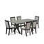 Ensemble de meubles de salle à manger 7 pièces comprenant une table de salle à manger rectangulaire avec pieds en X et 6 chaises Parsons en tissu Shitake, noir brossé-567743744
