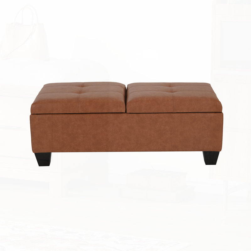 Upholstered Storage Bench, Brown