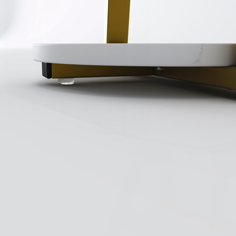 Petite table d'appoint ronde avec rangement à 3 niveaux - table de bout en or blanc, table de chevet à structure métallique robuste, table basse compacte pour le salon de la chambre à coucher