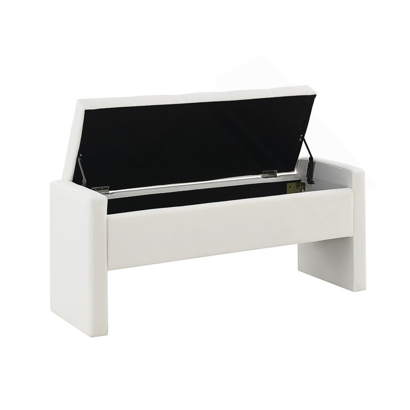 Banc de lit moderne rembourré avec rangement, White, White