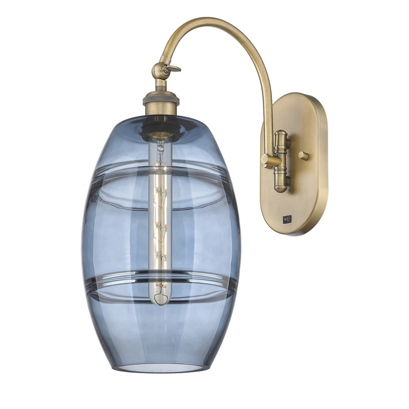 Dundrod Steel Armed Sconce, Brushed Brass, Princess Blue