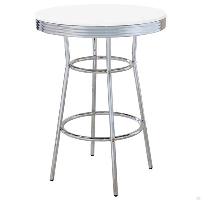 Werner Glossy White and Chrome Round Bar Table