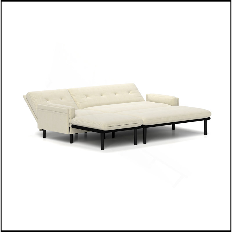 Canapé modulaire ivoire en velours côtelé: canapé convertible 3 places, canapé en L et lit