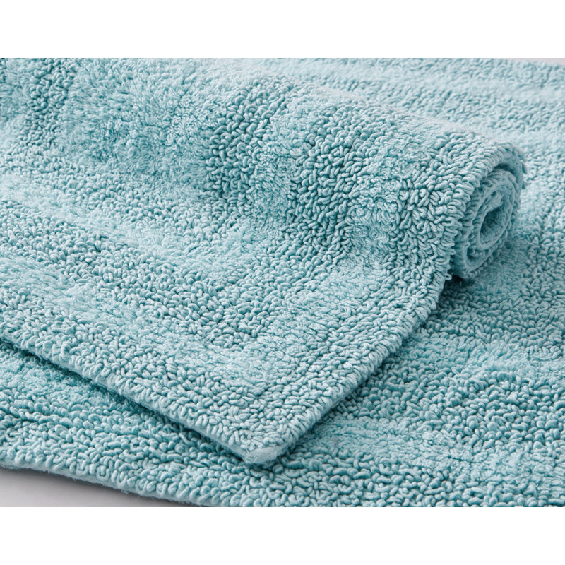Logan Sea Blue Cotton 2-Piece Machine-Washable Bath Rug Set