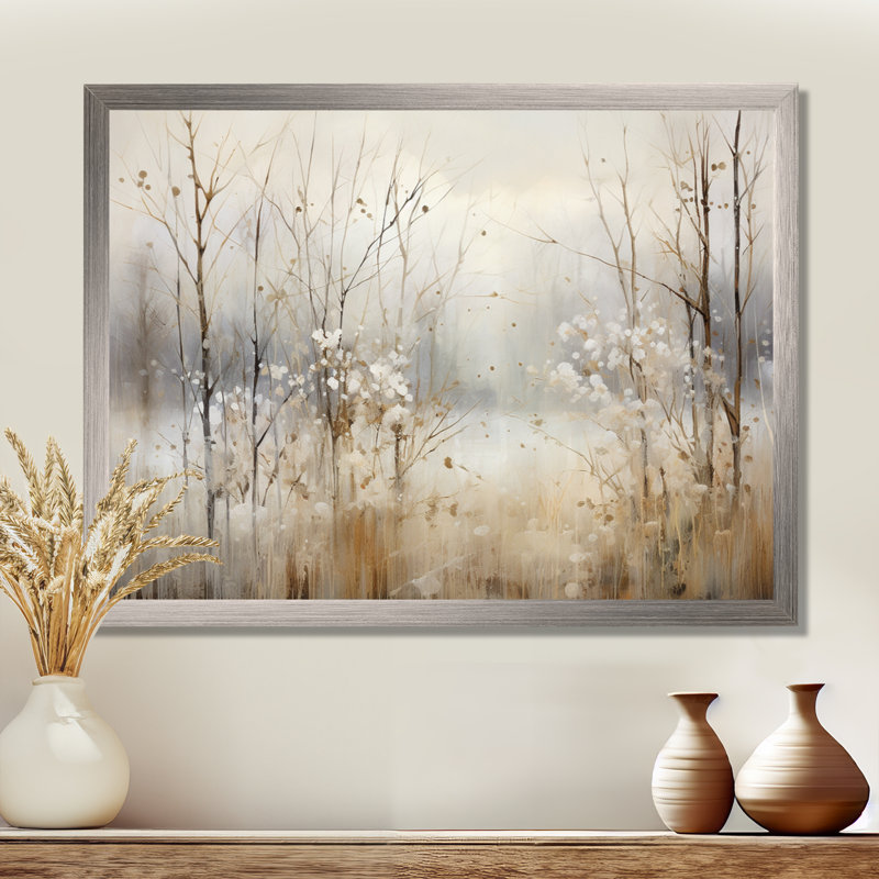 «Winter Meadow View calmness II», impressions sur toile Meadow, Argent argent, H 30 po x l 40 po, Impression encadrée