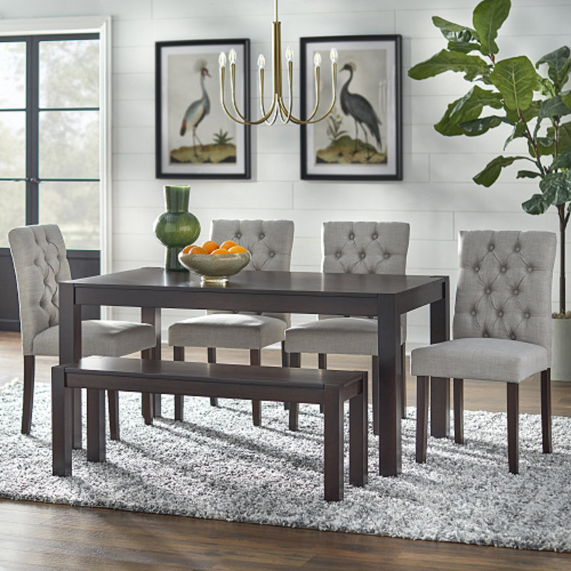 Gardners 6 - Person Rubberwood Dining Set, Grey