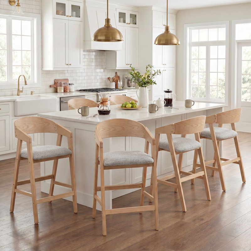 Tabouret de comptoir rembourré Devane, Light Grey