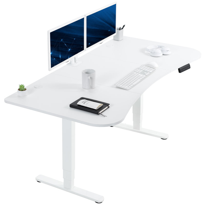 Adjustable Metal Base Standing Desk, White/White