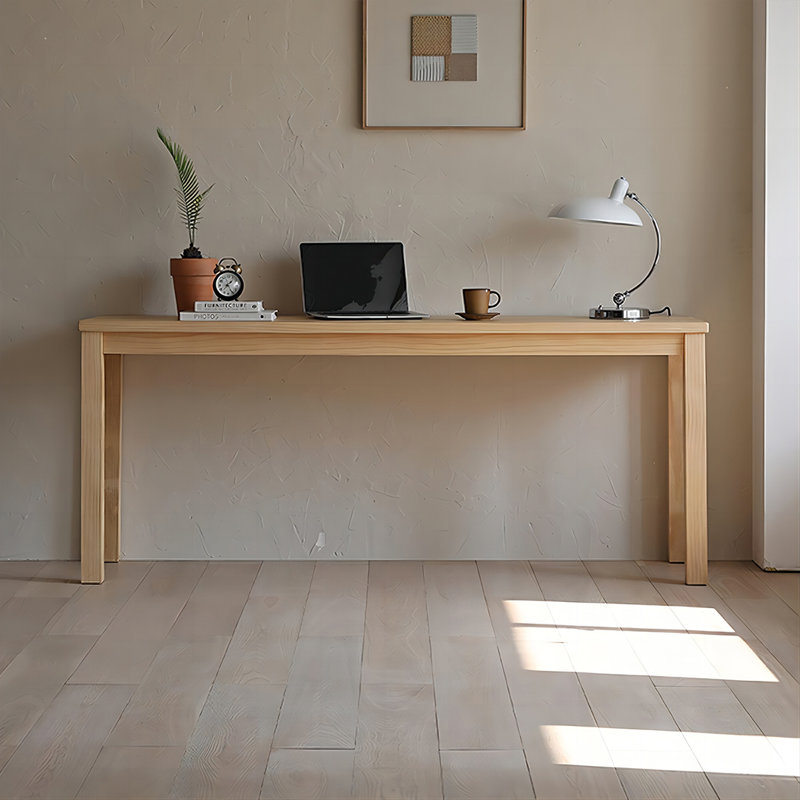 Bureau rectangulaire en bois massif Burlywood, Burlywood, H 29,53 po x l 94,49 po x P 23,62 po