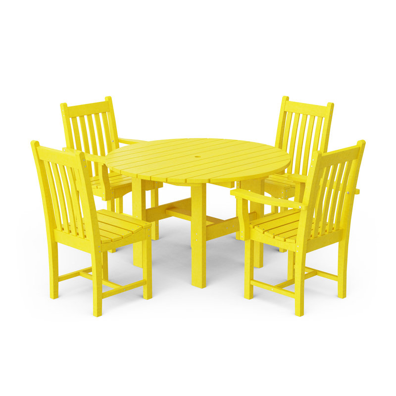 Ensemble de table ronde 46 po avec chaises d'appoint Classic 5 pièces, Jaune citron