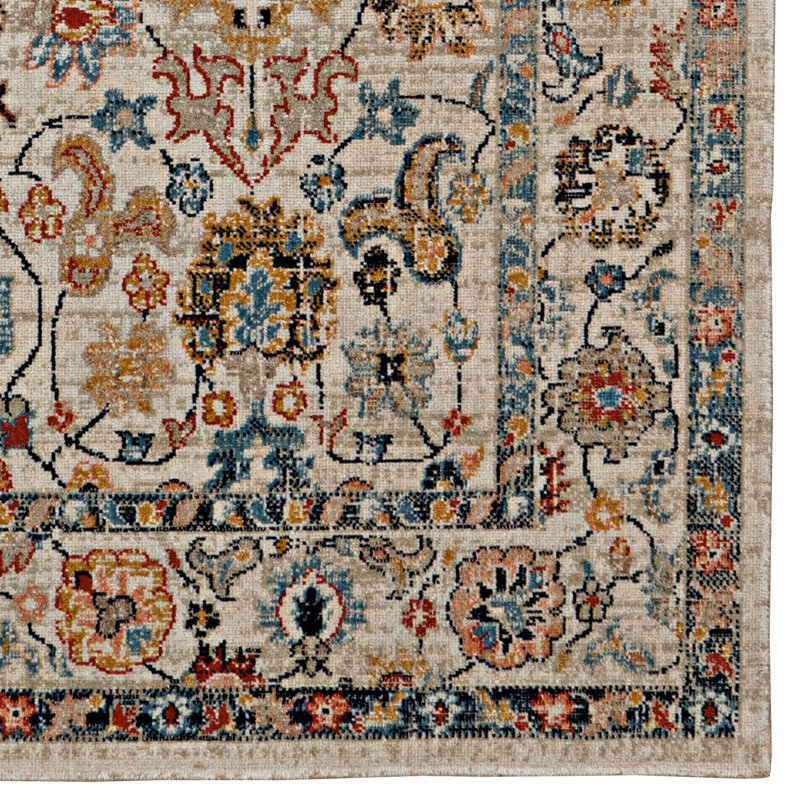 Rectangle Presli Oriental Machine Woven Polyester Area Rug in Brown, Rectangle 5' x 7'6