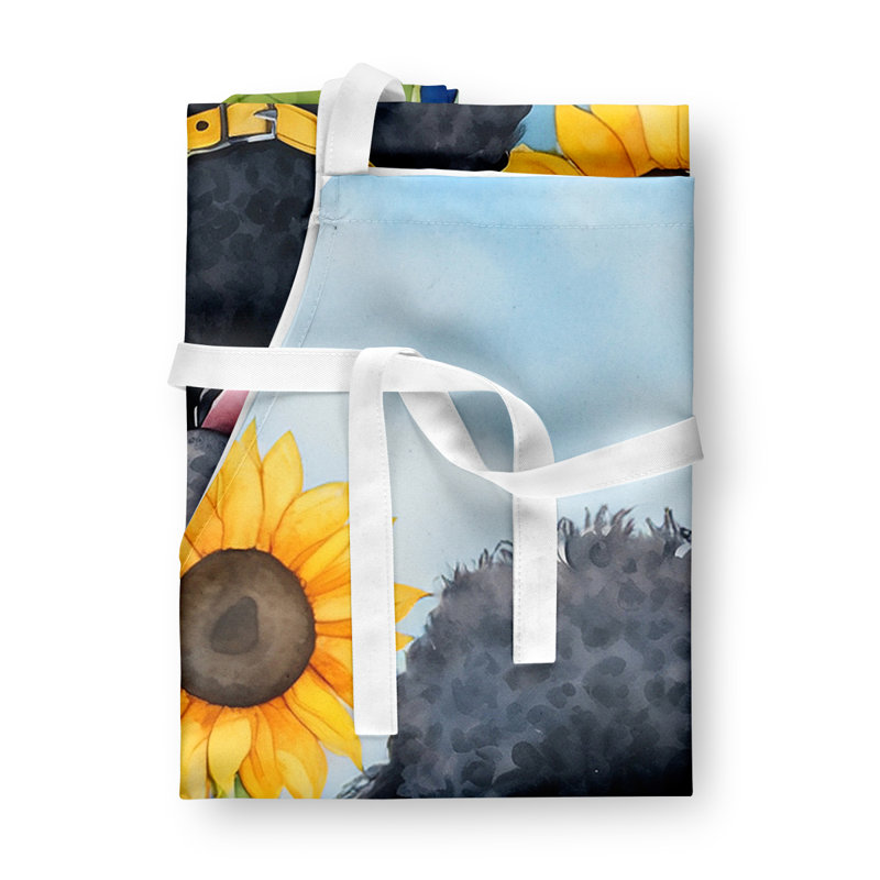 Tablier caniche noir en tournesols