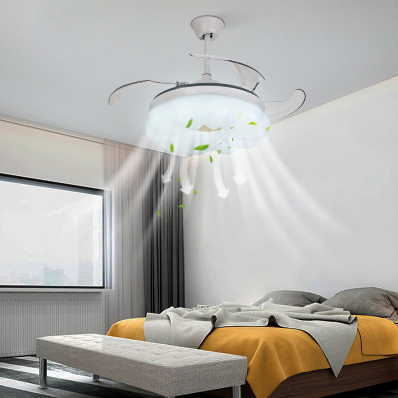 Ventilateur de plafond avec éclairage et télécommande de 42 pouces, modèle moderne Fandelier, ventilateur de plafond rétractable avec lumière pour chambre, salon, cuisine, salle à manger