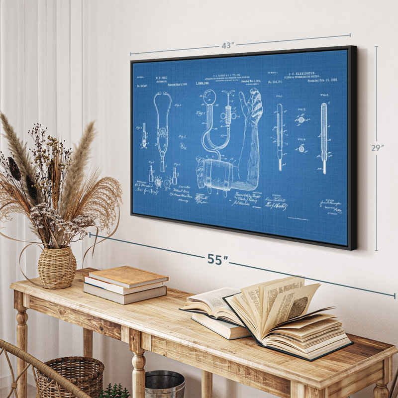 Impression sur toile bleue «Matériels médicaux», H 29 po x l 43 po