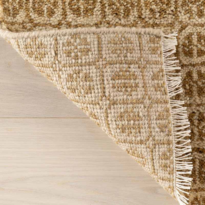 Tullie Ochre Hand Knotted Wool Rug, Rectangle 9'6" x 13'6"