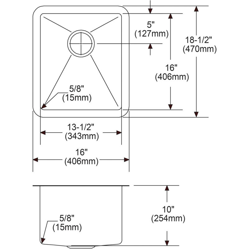 Crosstown 16" L x 19" W Undermount Kitchen Sink
