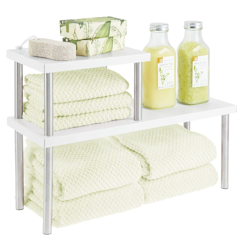 Nong Freestanding Stainless Steel Spice Rack with Adjustable Racks, Matte White