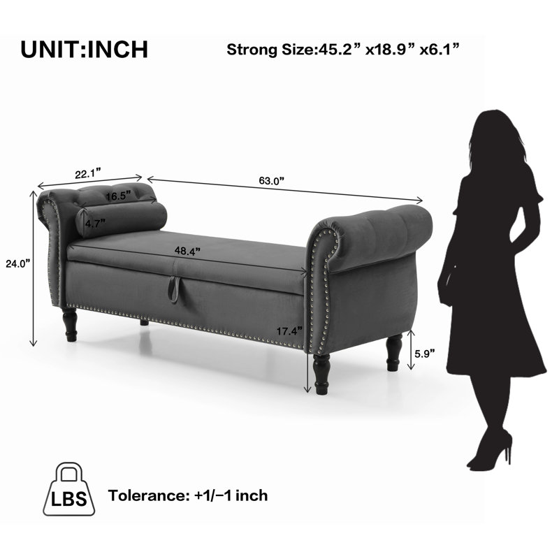 Chaise longue avec accoudoirs capitonnés Dejonnae, Velours gris