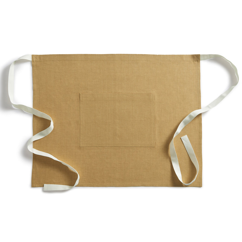 100% Pure Linen Bistro Apron, Mustard Gold
