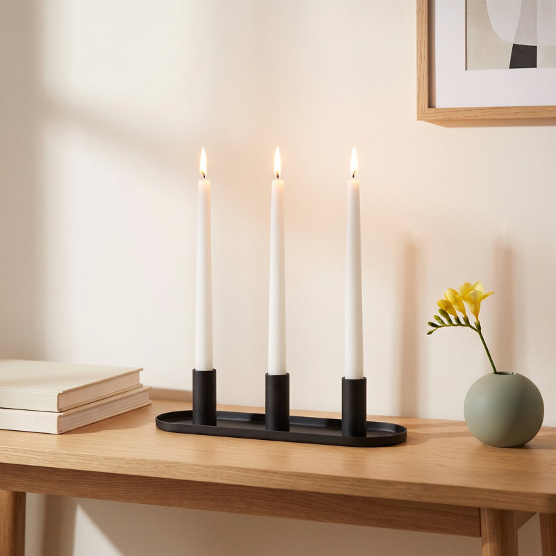 2.5'' H Aluminum Tabletop Candlestick, Black