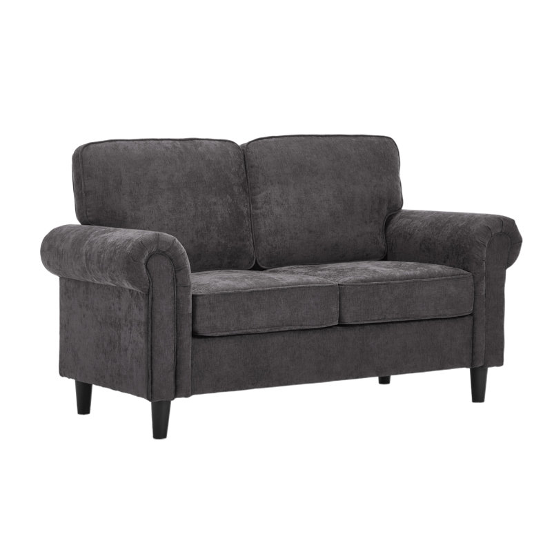 Luelle 61" Rolled Arm Loveseat Chenille Modern Sofa, Gray