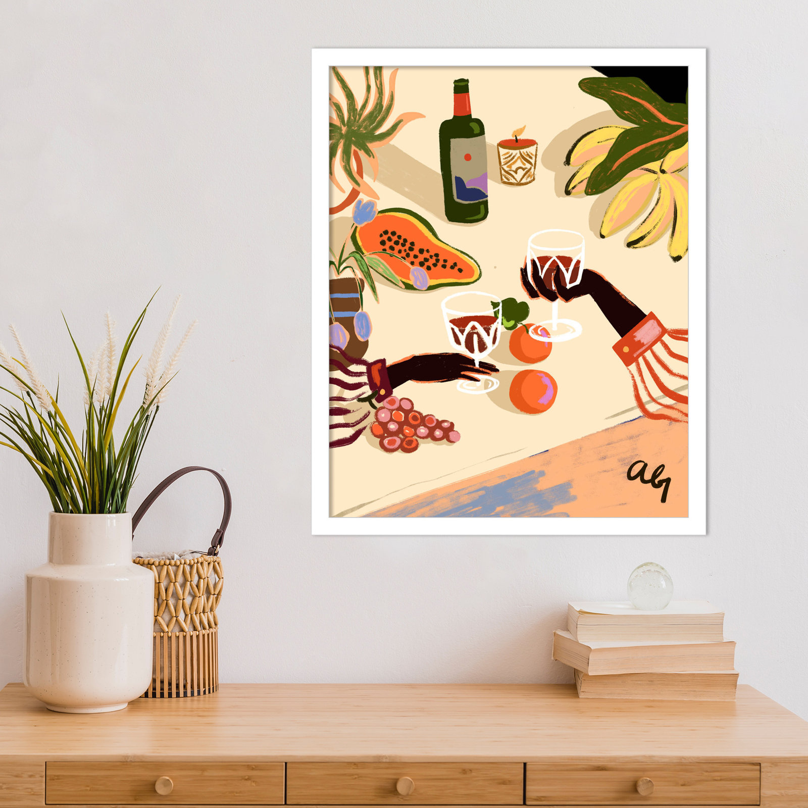 Pritchard "Cheers to You (Wine)" Print, White, 21" H x 17" W