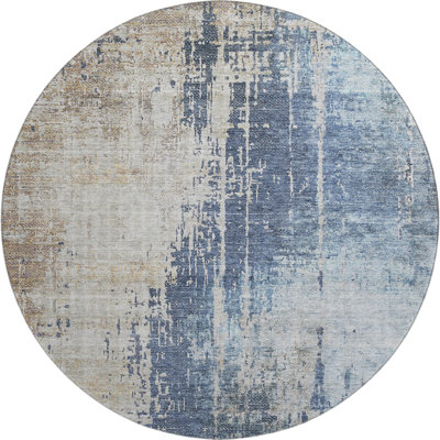 Premium Machine Washable Prisco Navy Rug