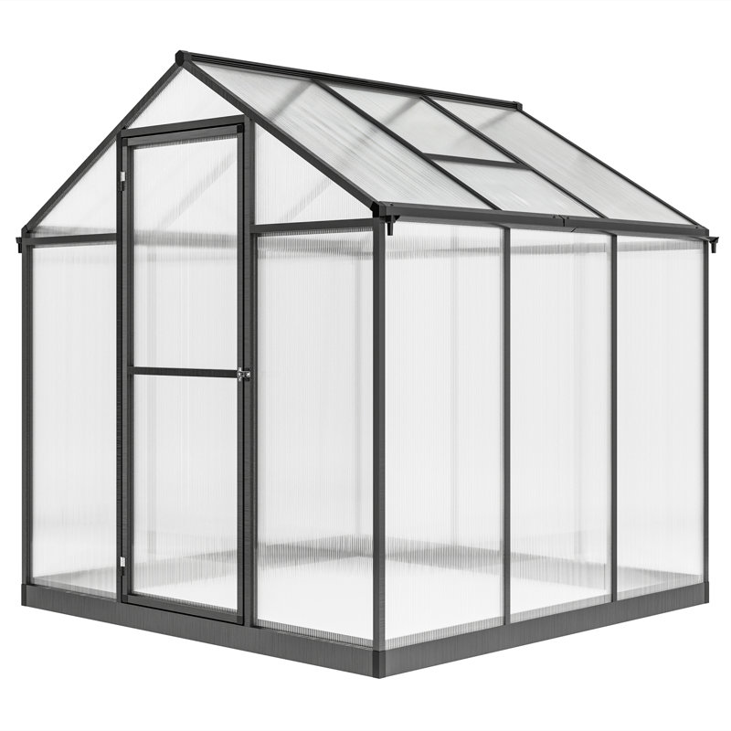 Serre en polycarbonate 8 pi x 6 pi x 6,4 pi, gris anthracite