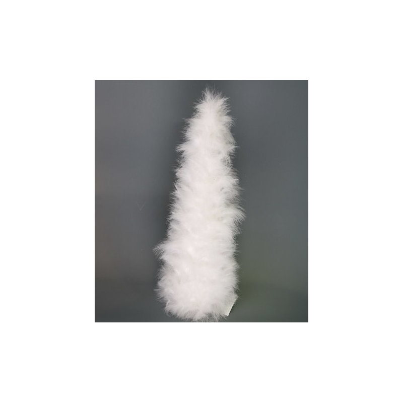 Layered Wispy Feather Cone Tree Christmas Decoration - Winter White, 19.5" H x 7" W x 7" D