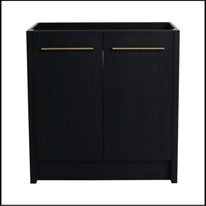 Black Freestanding Bathroom Vanity with Gold Handles