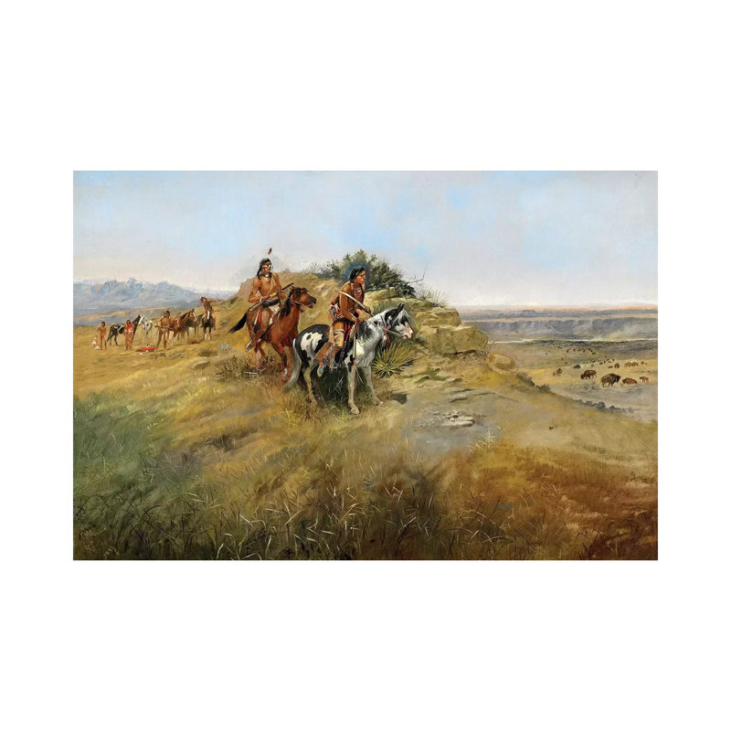 Buffalo Hunt, 1891 by Charles Marion Russell - Wrapped Canvas Painting, 20.32 cm H x 30.48 cm W