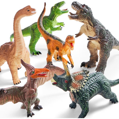 6 Pcs Jumbo Dinosaur Toys for Toddlers, Large Soft Dinosaur Figures with an Educational Book, Realistic Jurassic World Toys for Kids Ages 1-5, Big Dinosaur Toys for Christmas Birthday Gift